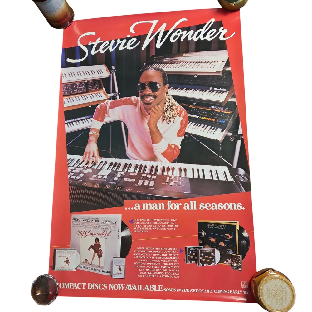 Stevie Wonder A Man For All Seasons VTG 1984 Promo Poster 24x36 The Woman In Red